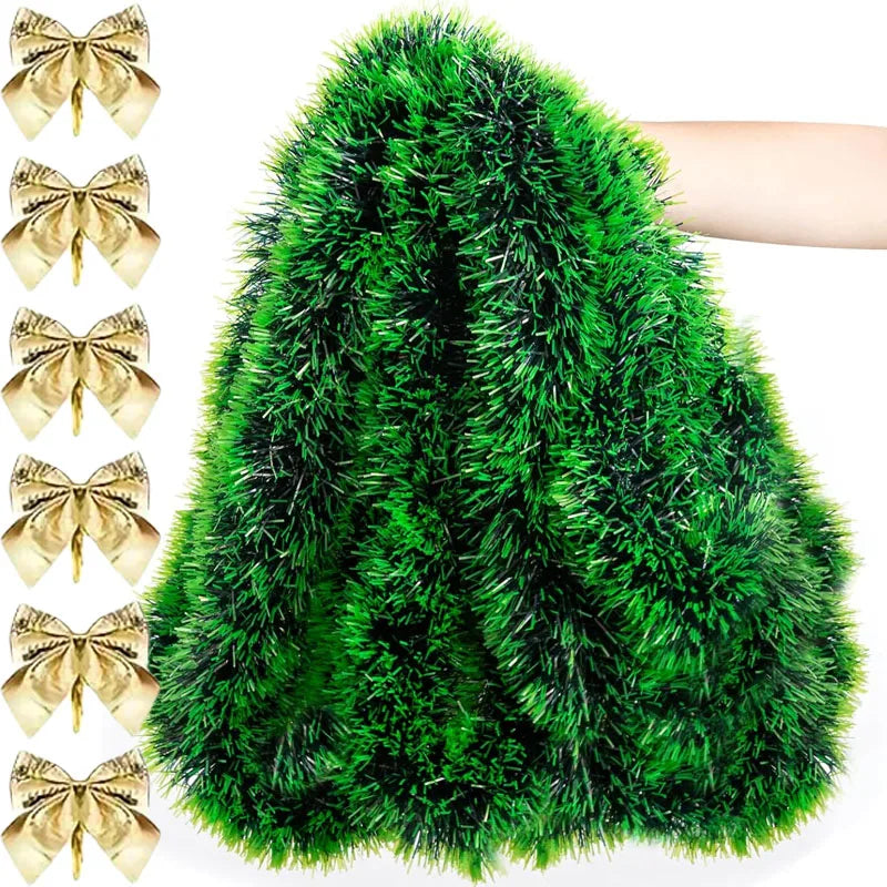 Guirlanda de Natal de 10 metros em 5 peças, guirlanda verde para árvore de Natal, guirlanda
