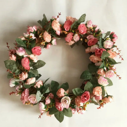 Guirlanda de flores de algodão seco, guirlanda de Natal, pingente de porta, decoração