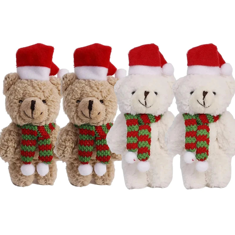 Urso De Pelúcia de Natal com Chapéu Vermelho Natal de Pelúcia Pingente de Urso Natalino