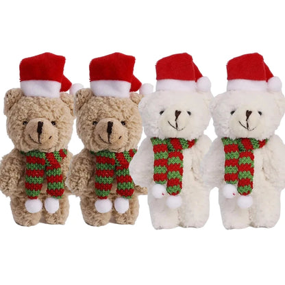 Urso De Pelúcia de Natal com Chapéu Vermelho Natal de Pelúcia Pingente de Urso Natalino