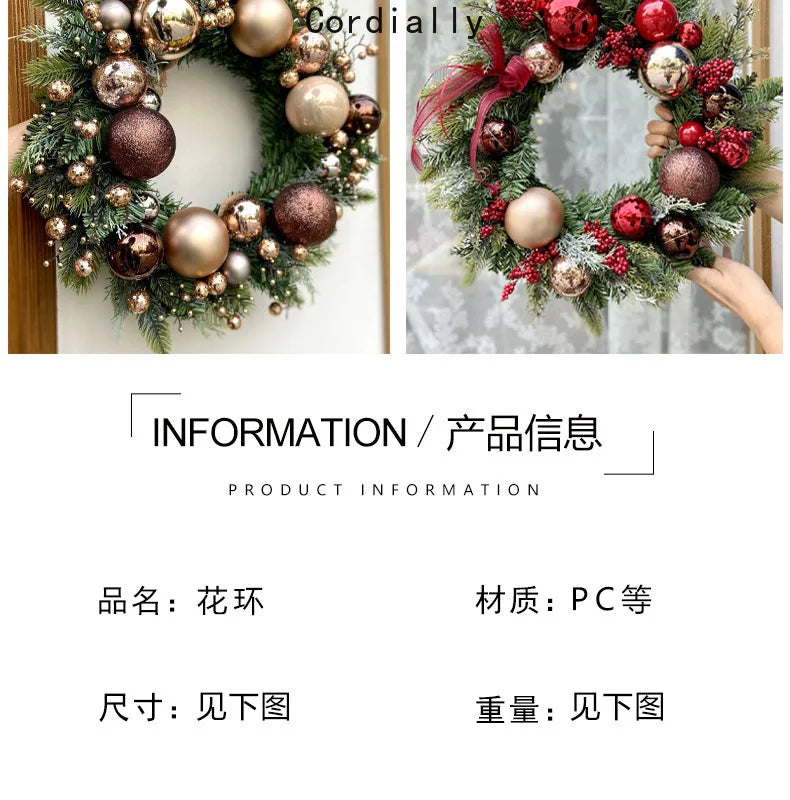 Guirlanda de outono de 50CM, elegante guirlanda de Natal champanhe dourado vermelho