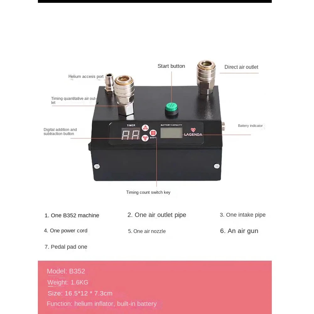 Inflador Elétrico de Balões Lagenda B322 (Terceira Geração / Versão Digital com Bico Duplo)