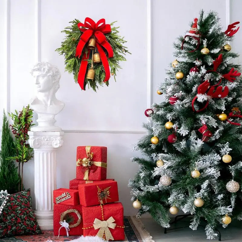 Guirlanda de Natal artificial verde de 19 polegadas com sino