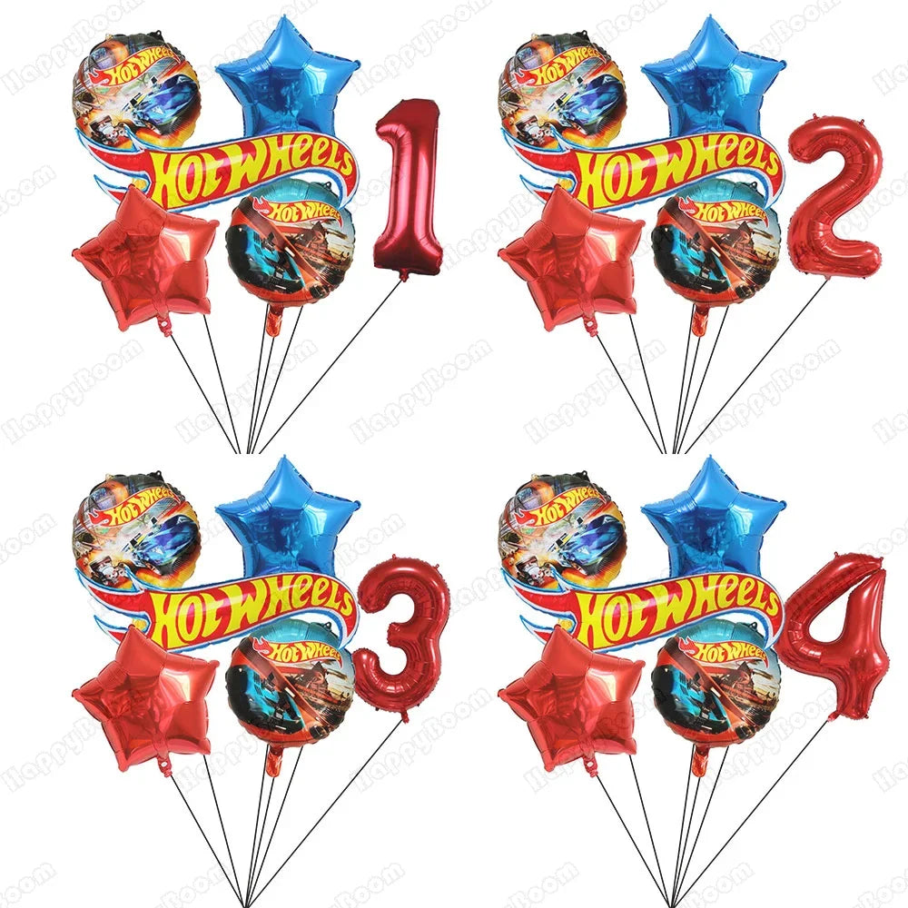 Balão Redondo Hot Wheels Decoração de aniversário com tema carro, 6 balões metalizados