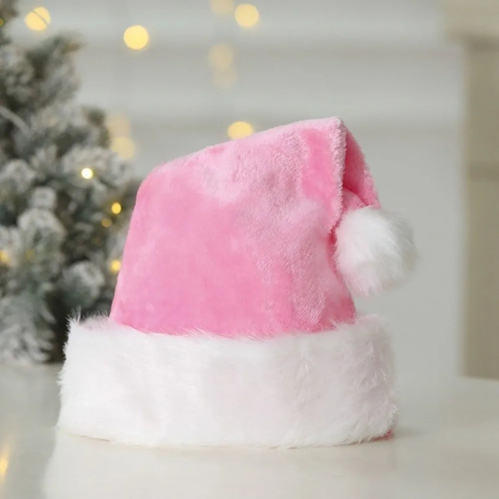 Gorro de Papai Noel de Veludo Multicolorido, Touca Natalina de Pelúcia Colorida