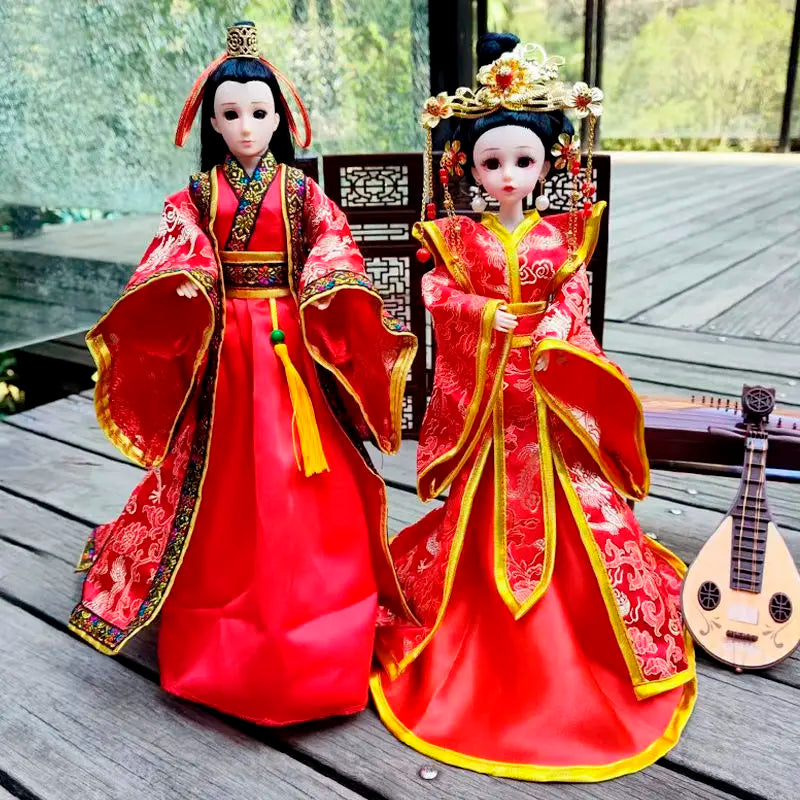 Boneca chinesa para menina, de boneca da Ásia com sapatos de suporte, cocar, boneca