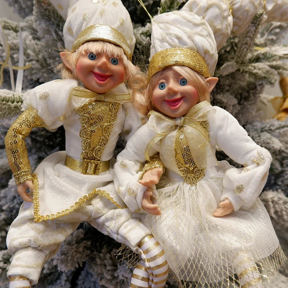 Conjunto de 2 elfos de Natal de 66 cm, adorável elfos vermelhos e verdes para pendurar