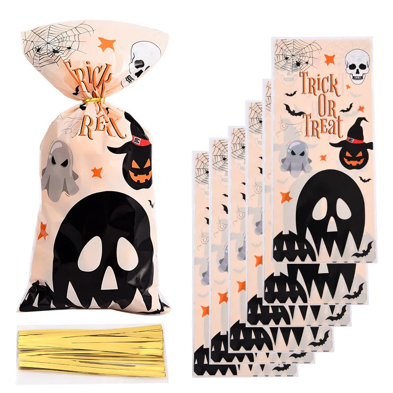 Sacolas de Celofane de Halloween, 50 Peças de Doces ou Travessuras Torções Halloween