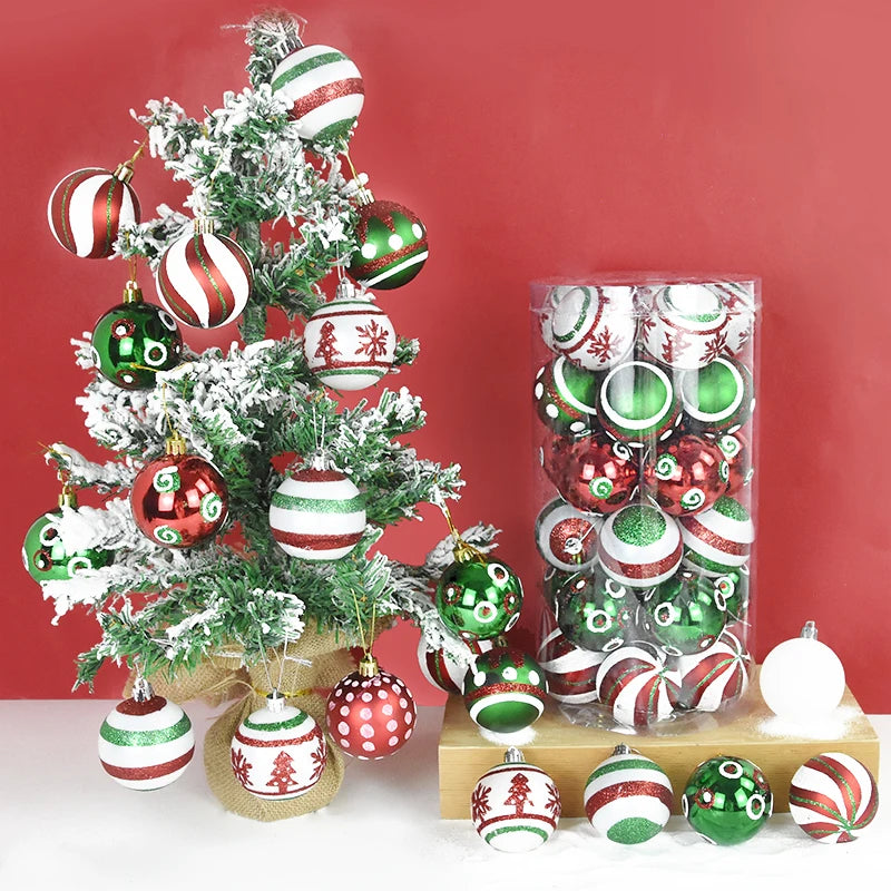 30 peças de enfeites de bolas de Natal, bolas de Natal vermelhas verdes e brancas