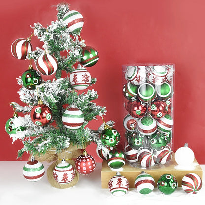 30 peças de enfeites de bolas de Natal, bolas de Natal vermelhas verdes e brancas