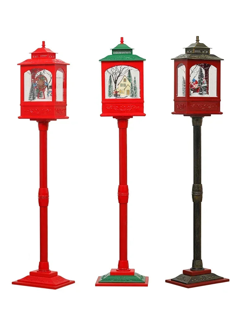 Poste Natalino Musical com Neve Artificial, 1.2 metros, Iluminação LED,  Músicas e 38cm