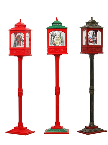 Poste Natalino Musical com Neve Artificial, 1.2 metros, Iluminação LED,  Músicas e 38cm