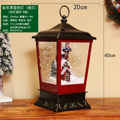 Poste lanterna natal decorativa com luz LED poste decorativo papai Noel Natal Luz e Neve