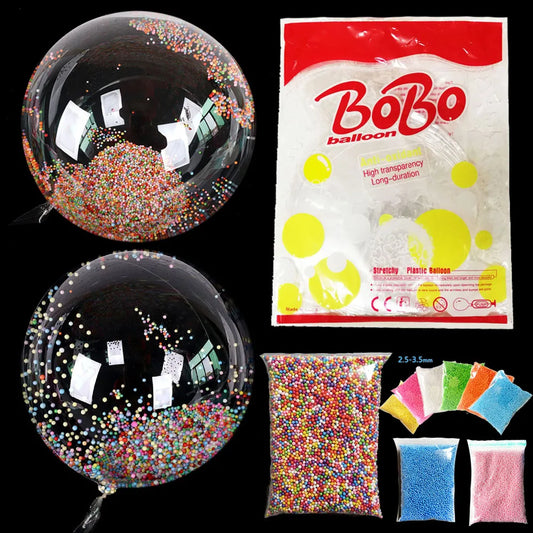 Kit 1 até 5 Balões Bubble Bobo Transparente 24 Polegadas com LED Colorido + Varetas
