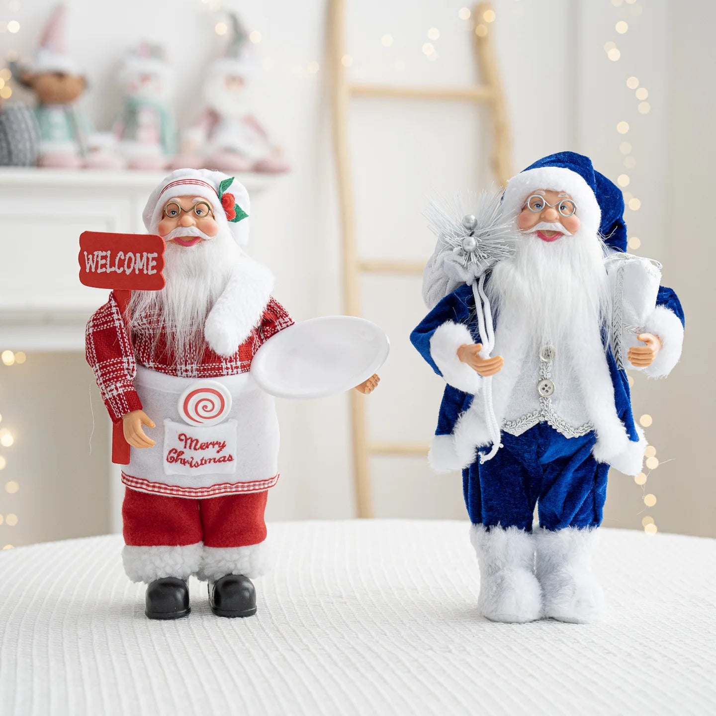 Boneco Papai Noel Lanterna Vermelho decoração de mesa de papai Noel de 30CM*11.81