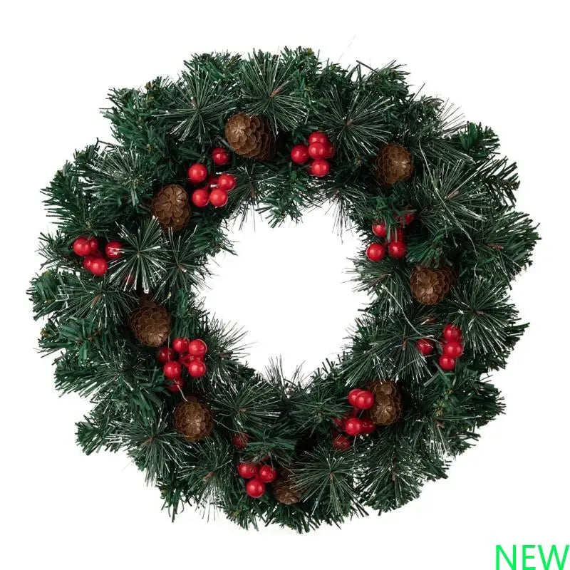 Guirlandas De Natal Verde 40cm Aramado Para Porta Verde-escuro com luz LED