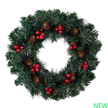 Guirlandas De Natal Verde 40cm Aramado Para Porta Verde-escuro com luz LED