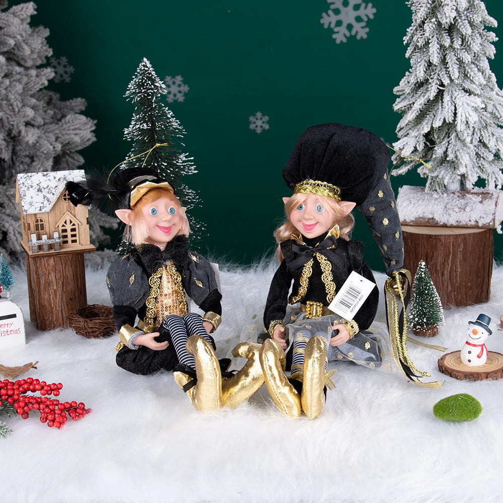 Conjunto de 2 elfos de Natal de 66 cm, adorável elfos vermelhos e verdes para pendurar