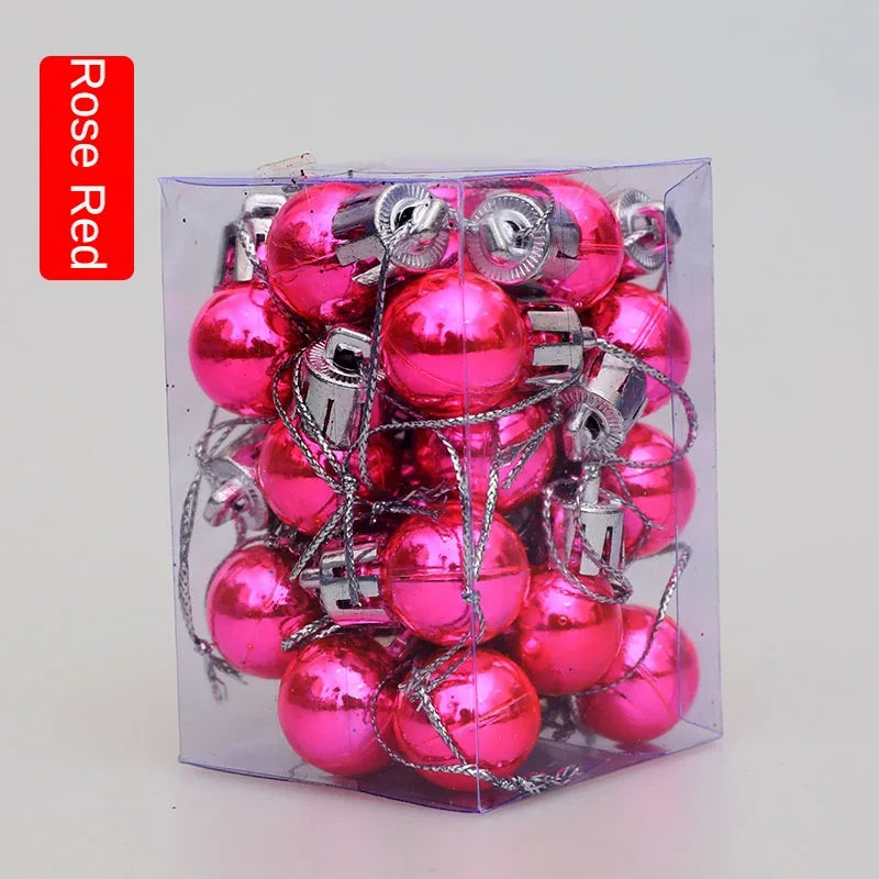Mini Bola Decoração De Árvore De Natal 24 Peças De Pingente De Natal 2 Cm, Decoração