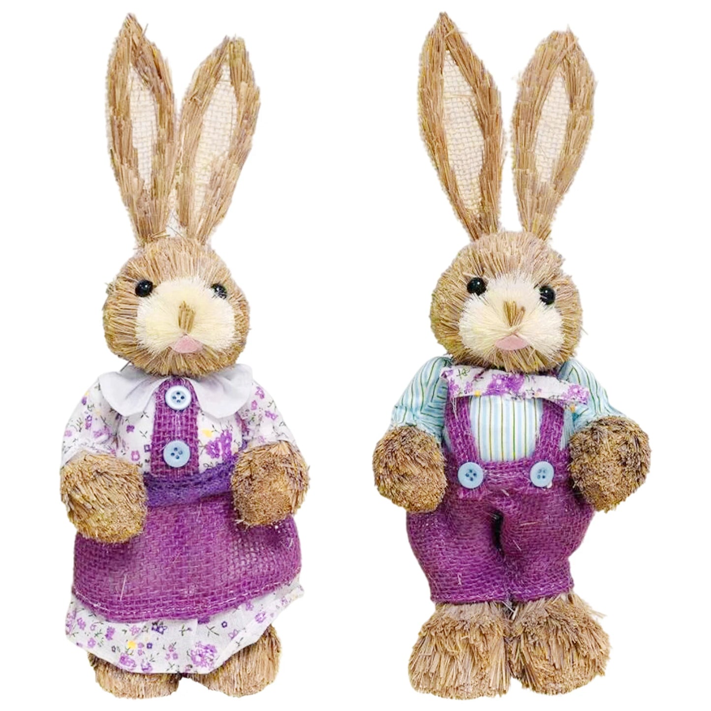 Casal De Coelhos De Páscoa Decoração Enfeite Coelhinhos - 35cm