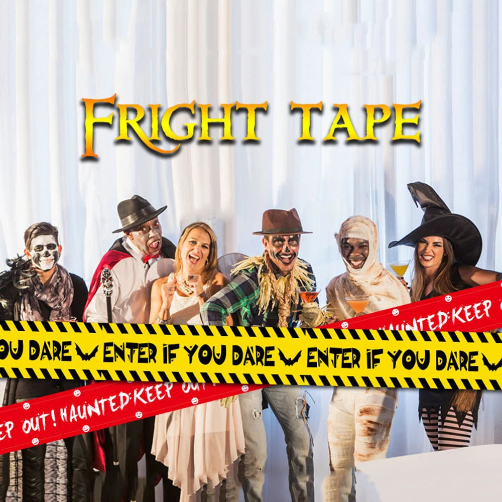 Pacote com 1 fita de advertência de Halloween, decoração de Halloween, fita de perigo