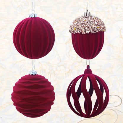 Bola de Natal Enfeites de Bolas de Natal de Veludo 4 Peças Decorativos / Tamanho: 16x8cm