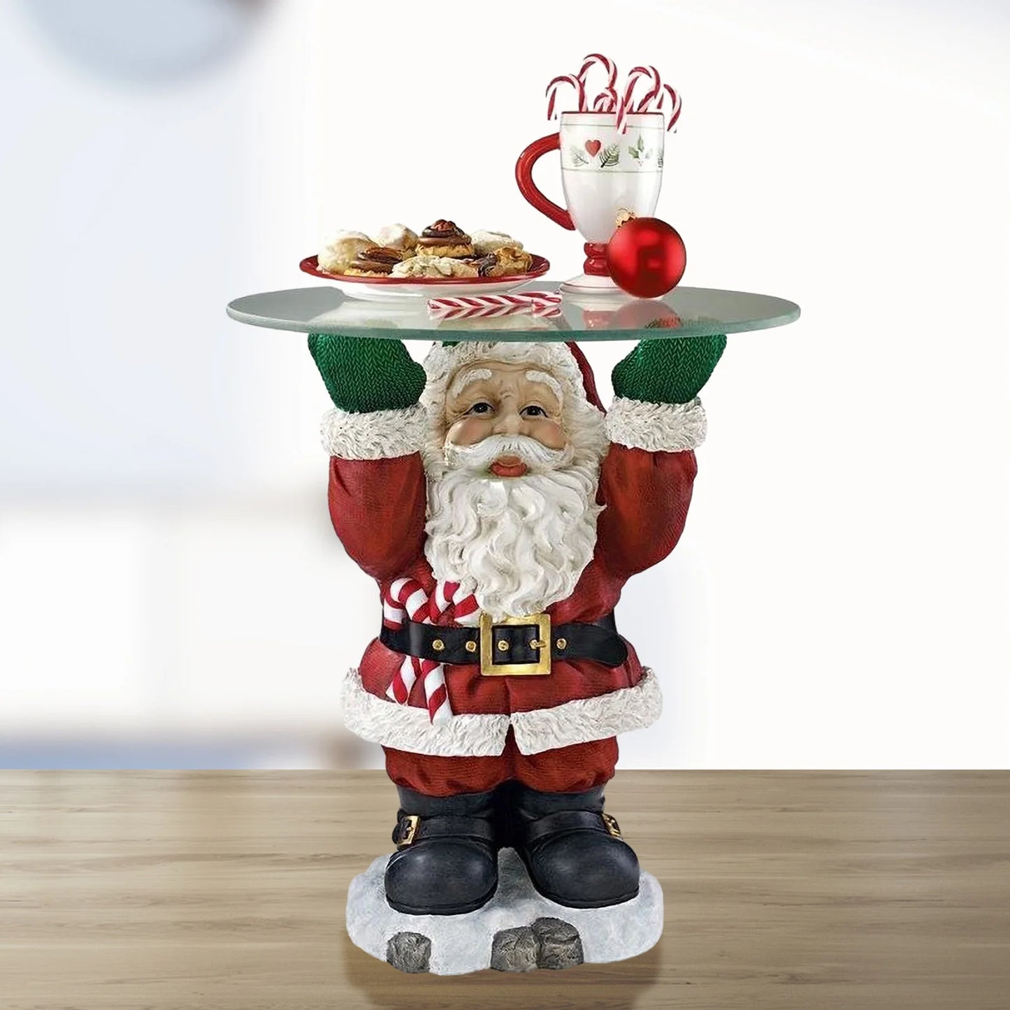 Escultura De Bandeja De Garçom Do Papai Noel