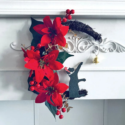 Guirlanda de Halloween, guirlandas de 14 polegadas para decoração bruxa na porta pendura