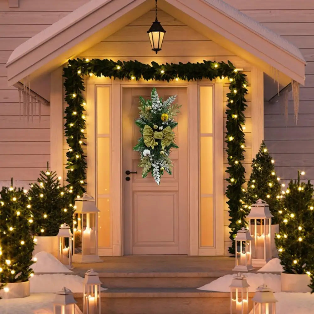 Guirlanda artificial Decoração de Natal Guirlanda Escada Guirlanda Laço Vermelho Pinho