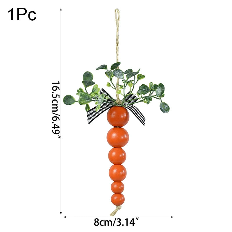 Decoração de cenouras de páscoa de madeira, 3 peças de cenouras contas Páscoa