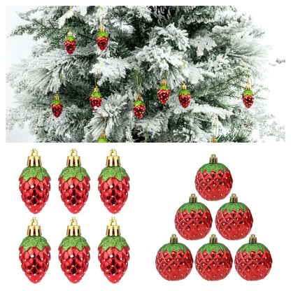 Enfeite Morango para Árvore de Natal Enfeites Natalinos Vermelhos para Árvore de Natal