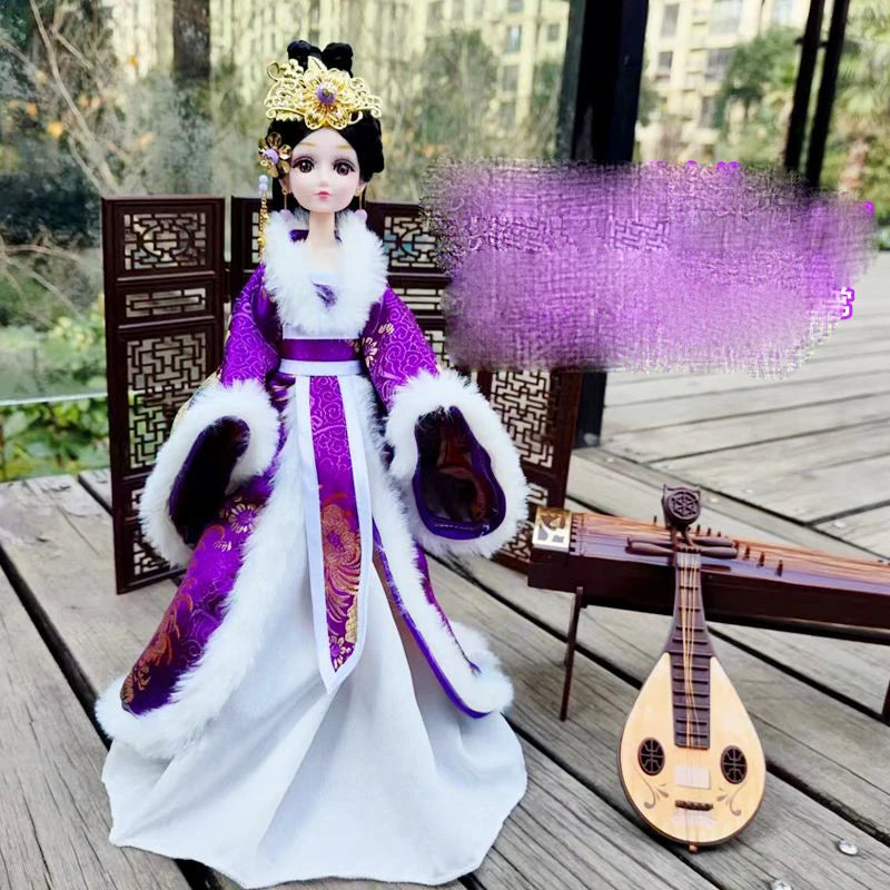 Boneca chinesa para menina, de boneca da Ásia com sapatos de suporte, cocar, boneca