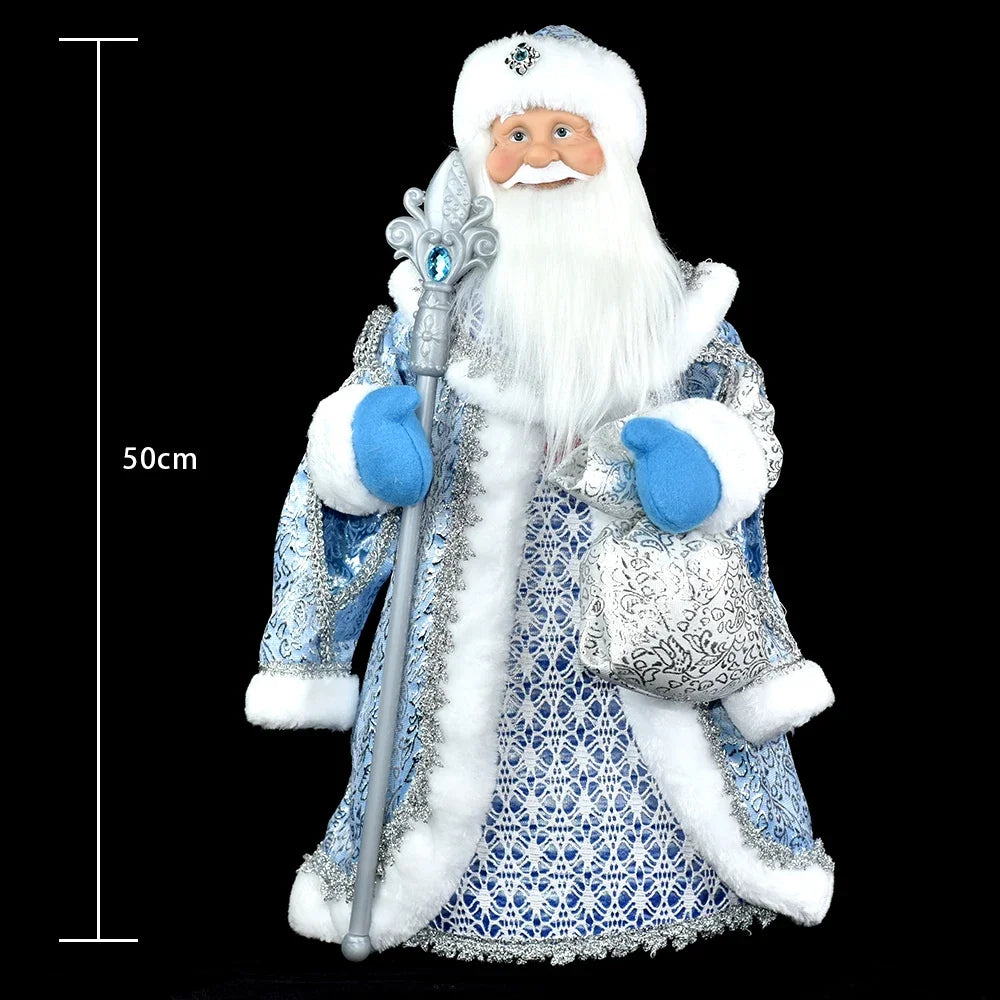 Papai Noel Grande Muñeco Cajado Azul Claro Figura do Papai Noel Ded Moroz Natalino