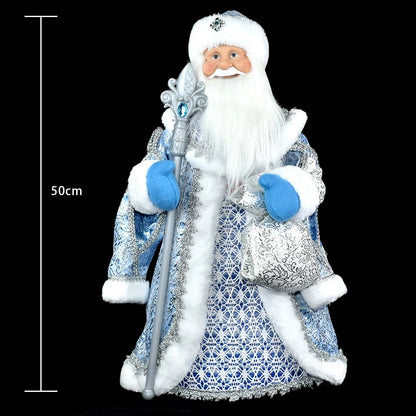 Papai Noel Grande Muñeco Cajado Azul Claro Figura do Papai Noel Ded Moroz Natalino