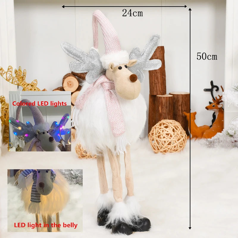 Estatueta de veado em pé de rena em pé de Natal - Escultura de rena em pé de pelúcia