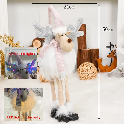 Estatueta de veado em pé de rena em pé de Natal - Escultura de rena em pé de pelúcia