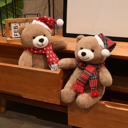 Urso de Pelúcia de Natal em Xadrez Tartan, Grande Urso Marrom