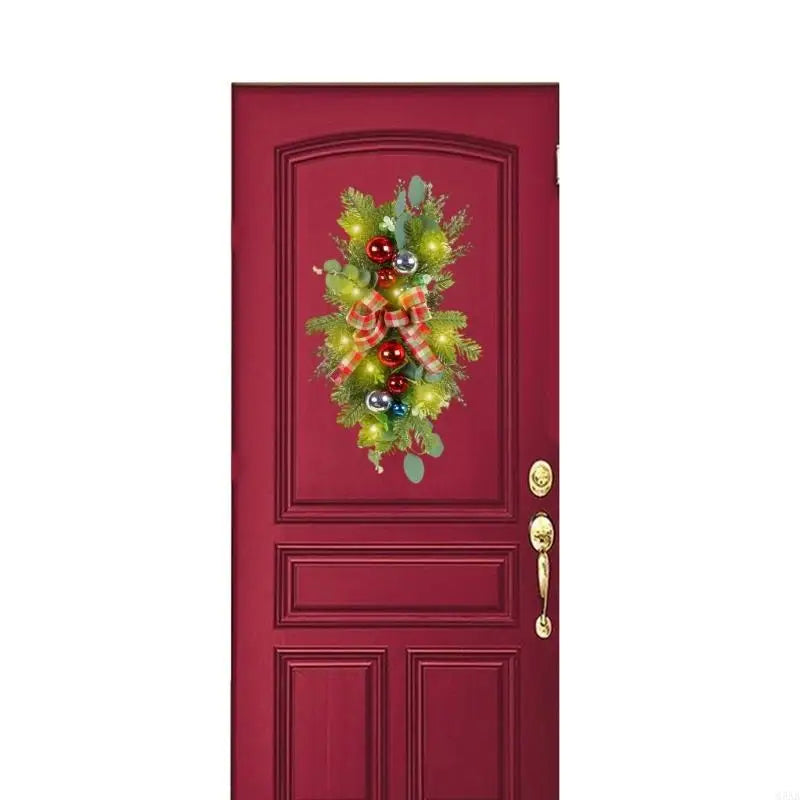 Guirlandas de Natal para corrimão de escada para porta da frente, guirlanda de LED