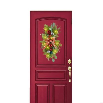 Guirlandas de Natal para corrimão de escada para porta da frente, guirlanda de LED