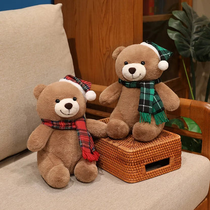 Urso de Pelúcia de Natal em Xadrez Tartan, Grande Urso Marrom