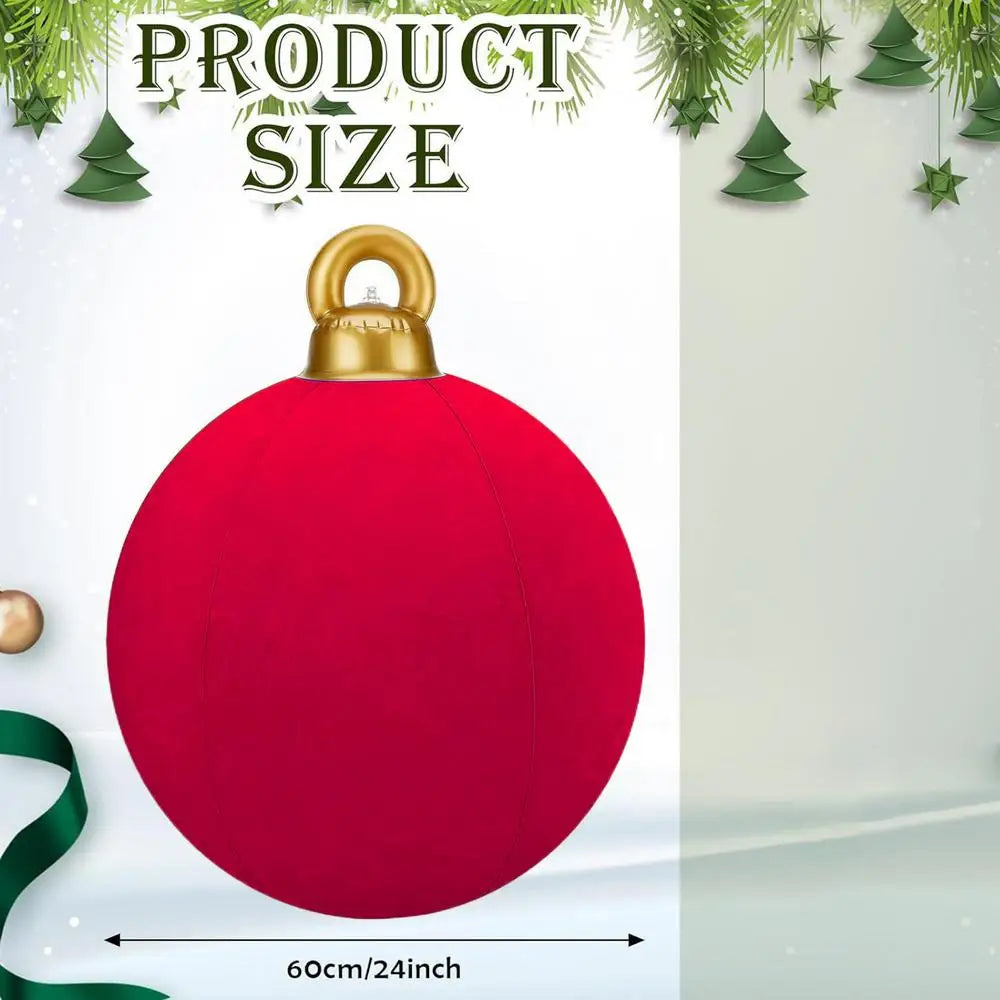 Bola de Natal Inflável Gigante de 60cm com Acabamento Aveludado, Bola Inflável Shoppings