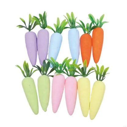 12 Peças cenouras de páscoa brinquedo cenoura de tecido artificial decoração coelho
