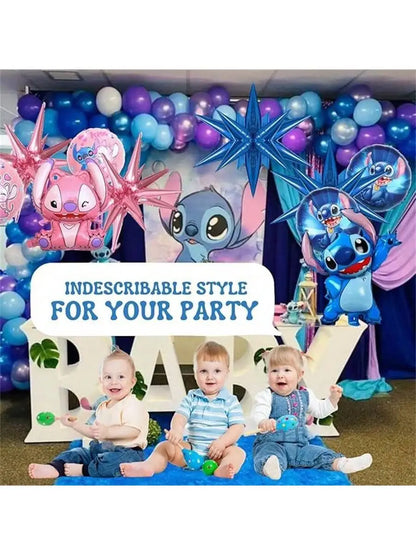 Lilo Stitch e Angel Kit 5 Balões Metalizados Aniversário Festa Decoração Balão Bexiga