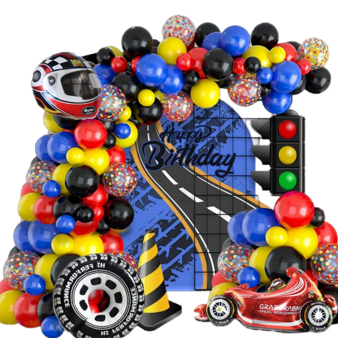 Balão Metal Hot Wheels Redondo Kit de arco de balão de carro de corrida festa Hot Wheels