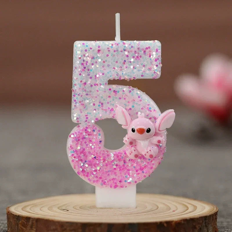Vela Aniversário Stitch Em Biscuit Dois Digitos 1 A 9 Anos