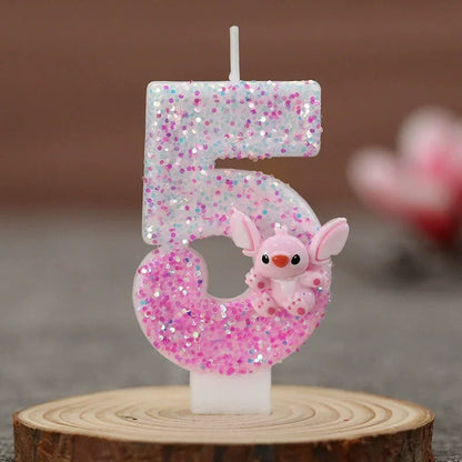 Vela Aniversário Stitch Em Biscuit Dois Digitos 1 A 9 Anos