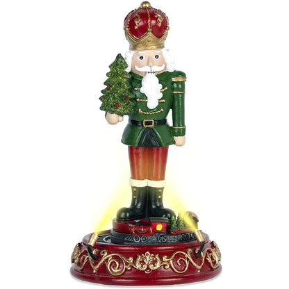 Boneco Quebra-Nozes e Trem de Rolos Colecionáveis – Estatueta de Natal com Luz LED