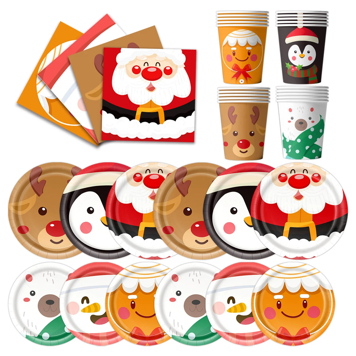 kits Enfeites Natal 40 Pratos Descartáveis Natal 23cm 40 peças 9 Polegadas Conjunto de Pratos Descartáveis