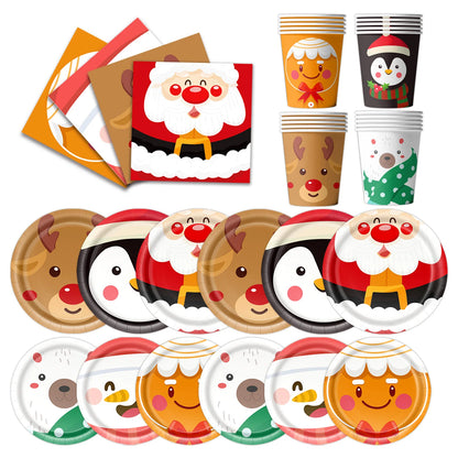 kits Enfeites Natal 40 Pratos Descartáveis Natal 23cm 40 peças 9 Polegadas Conjunto de Pratos Descartáveis