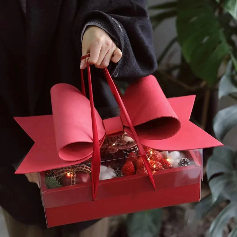 1 Peça Caixa de Flores com Laço - Caixa de Presente para o Dia das Mães